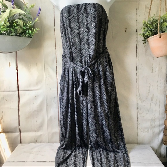 Metaphor Pants - Black White Chevron Sleeveless Bodysuit Pantsuit